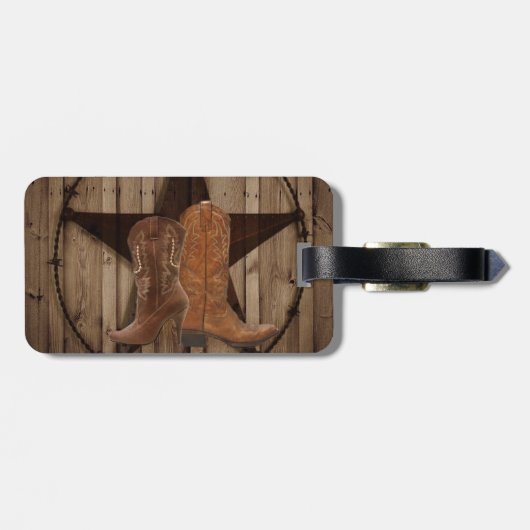バーンウッドテキサス州スターウェスタンカントリーカウボーイブーツ ラゲッジタグ (裏面横)