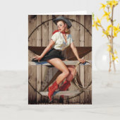 バーンウッドテキサス州スターウエスタンカントリー女性のカーボーイ カード (黄色い花)