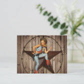 バーンウッドテキサス州スターウエスタンカントリー女性のカーボーイ ポストカード (スタンド正面)