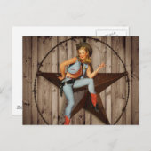 バーンウッドテキサス州スターウエスタンカントリー女性のカーボーイ ポストカード (正面/裏面)