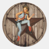 バーンウッドテキサス州スターウエスタンカントリー女性のカーボーイ ラウンドシール (正面)