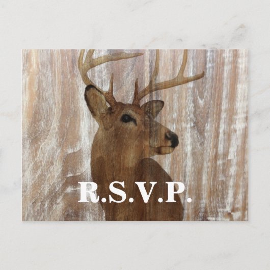 バーンウッドディア狩りは結婚式RSVP上にある インビテーションポストカード (正面)