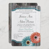 バーンウッドデイジーコーラルアンドアクア 招待状 (正面/裏面)