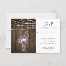 バーンウッドバイオレットラベンダーフラワーズメイソンジャールRSVP 出欠カード