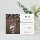 バーンウッドバイオレットラベンダーフラワーズメイソンジャールRSVP 出欠カード (スタンド正面)