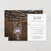 バーンウッドバイオレットラベンダーフラワーズメイソンジャールRSVP 出欠カード (正面/裏面)