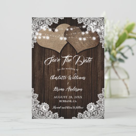 バーンウッドバーラップハートフローラレースカントリーウェディング セーブザデート (スタンド正面)
