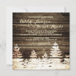 バーンウッドパイン素朴ツツリーズウィンターウェディング招待状 招待状