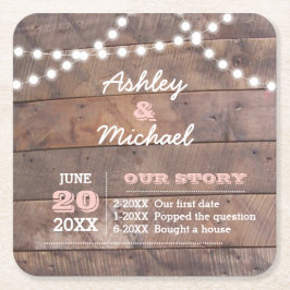 バーンウッドパーソナライズされたラ結婚イズ スクエアペーパーコースター