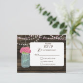 バーンウッドピンクの花メイスンジャーズ結婚式RSVP 出欠カード (スタンド正面)