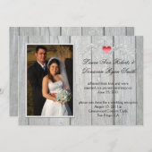 バーンウッドピンクハートの後結婚の写真 招待状 (正面/裏面)