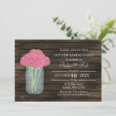 バーンウッドピンクフローラメイスンジャー引っ越し祝いパーティー招待状 招待状 (スタンド正面)