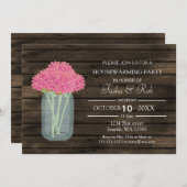 バーンウッドピンクフローラメイスンジャー引っ越し祝いパーティー招待状 招待状 (正面/裏面)