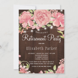 バーンウッドピンク赤面バラ牡丹の退職パーティー 招待状