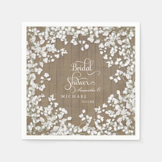 バーンウッドブライダルシャワーデコバービーズブレスリース スタンダードカクテルナプキン (正面)
