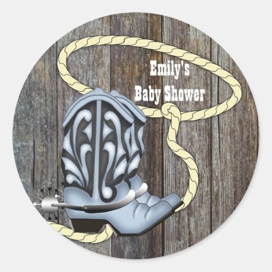 バーンウッドブラックブルーカウボーイブーツカウボーイステッカー ラウンドシール (正面)