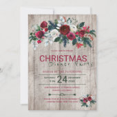 バーンウッドブルガンディーグリーンクリスマスディナーパーティー 招待状 (正面)