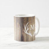 バーンウッドプランクス素朴ファームハウスディアー〔雄ジカの〕枝角 コーヒーマグカップ (正面右)