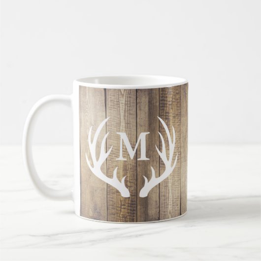 バーンウッドプランクス素朴ファームハウスディアー〔雄ジカの〕枝角 コーヒーマグカップ (左)