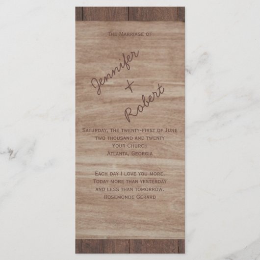 バーンウッドベアーズカントリーウェディングプログラム プログラム (正面)