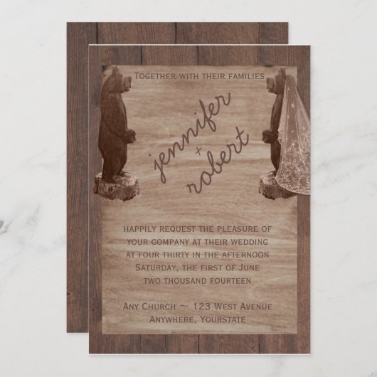 バーンウッドベアーズカントリーウェディング招待状 招待状 (正面/裏面)