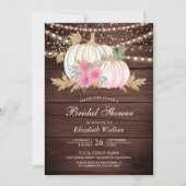 バーンウッドホワイトパンプキンピンクフローラブライダルシャワー 招待状 (正面)