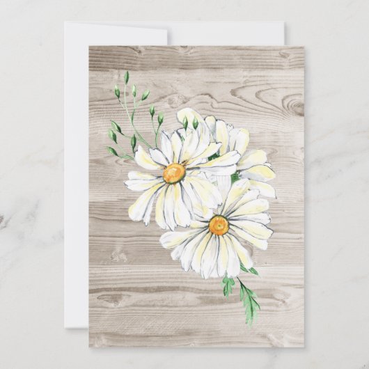 バーンウッドホワイト素朴デイジーウェディングレセプション 招待状 (裏面)