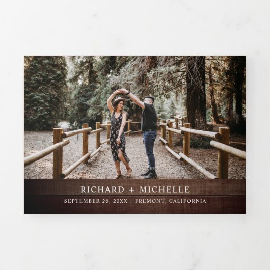 バーンウッドボホパンプキンオータム素朴ム秋の結婚式 三つ折り招待状 (カバー)