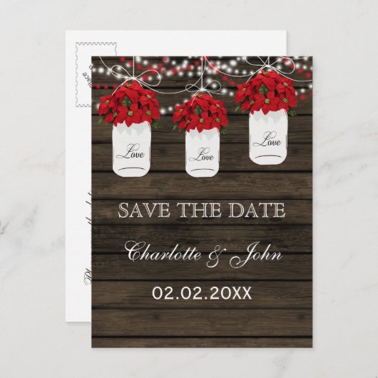 バーンウッドポインセチア石の瓶は日付を保存 案内ポストカード (正面/裏面)