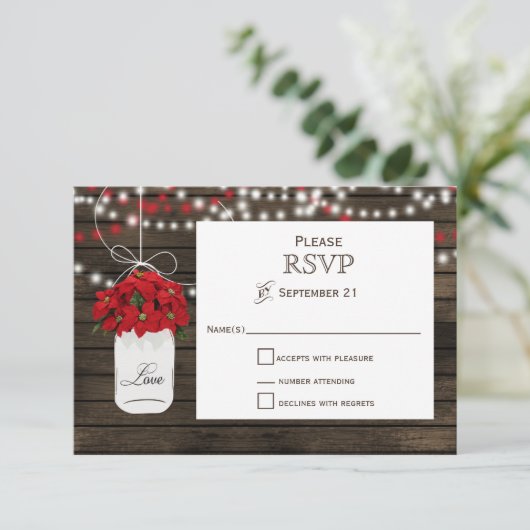 バーンウッドポインセチア石工のジャルスチックな結婚式の出品 出欠カード (スタンド正面)