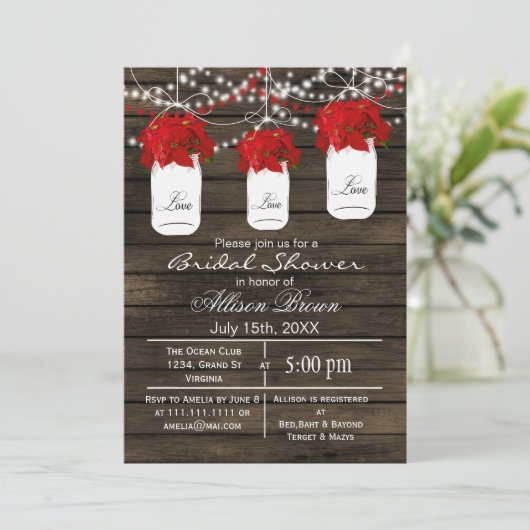バーンウッドポインセティアスのメイスンジャーブライダルシャワー 招待状 (スタンド正面)