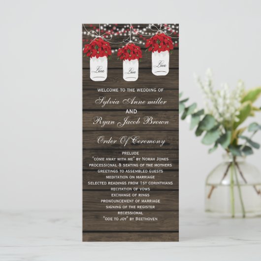 バーンウッドポインセティアスのメーソンジャーのウェディングプログラム プログラム (スタンド正面)