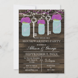 バーンウッドメイソンジャース鍵素朴な引っ越し祝いパーティー 招待状