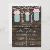 バーンウッドメイソンジャース鍵素朴な引っ越し祝いパーティー 招待状 (正面)