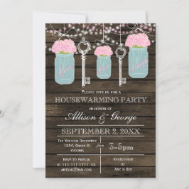 バーンウッドメイソンジャース鍵素朴な引っ越し祝いパーティー 招待状