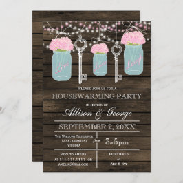 バーンウッドメイソンジャース鍵素朴な引っ越し祝いパーティー 招待状