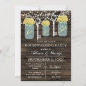 バーンウッドメイソンジャース鍵素朴な引っ越し祝いパーティー 招待状 (正面)
