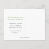 バーンウッドモダンティール(緑がかった色)グリーン花びら保存日 案内ポストカード (裏面)