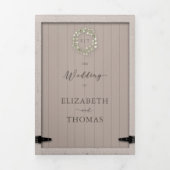 バーンウッドユ素朴ーカリプスクレストエレガントウェディング 三つ折り招待状 (カバー)