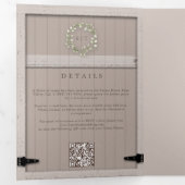 バーンウッドユ素朴ーカリプスクレストエレガントウェディング 三つ折り招待状 (内部最初)