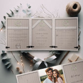 バーンウッドユ素朴ーカリプスクレストエレガントウェディング 三つ折り招待状