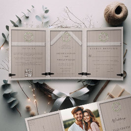 バーンウッドユ素朴ーカリプスクレストエレガントウェディング 三つ折り招待状