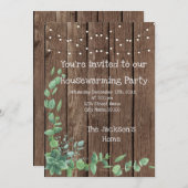 バーンウッドユ素朴ーカリ引っ越し祝いパーティーパーティー 招待状 (正面/裏面)