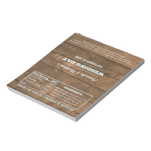 バーンウッドライツアクア結婚式の引き出物キャンディラッパー ノートパッド (回転)