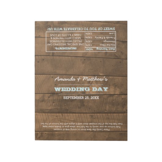 バーンウッドライツアクア結婚式の引き出物キャンディラッパー ノートパッド (回転)