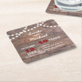 バーンウッドライツルビーパーソナライズされた記念日 スクエアペーパーコースター (アングル)