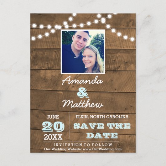 バーンウッドライトアクアウェディング日付を保存 案内ポストカード (正面)