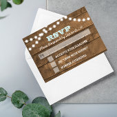 バーンウッドライトアクアウェディングRSVPカード 出欠カード