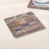 バーンウッドライトサファイアパーソナライズされた記念日 スクエアペーパーコースター (アングル)