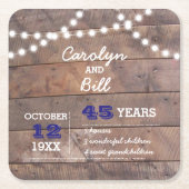 バーンウッドライトサファイアパーソナライズされた記念日 スクエアペーパーコースター (正面)